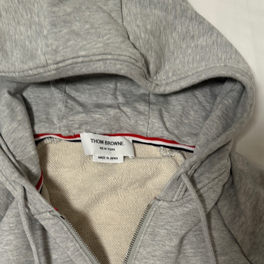 Thom Browne Light Gray Zip-Up Hoodie classic loop back zip up size 3